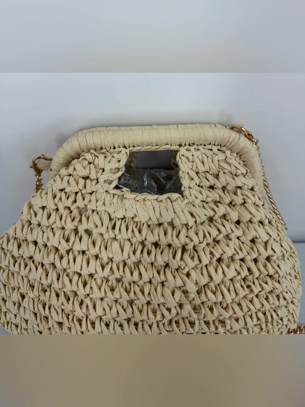 Woven Raffia Crochet Top Handle Crossbody Bag beach vacation resort coastal